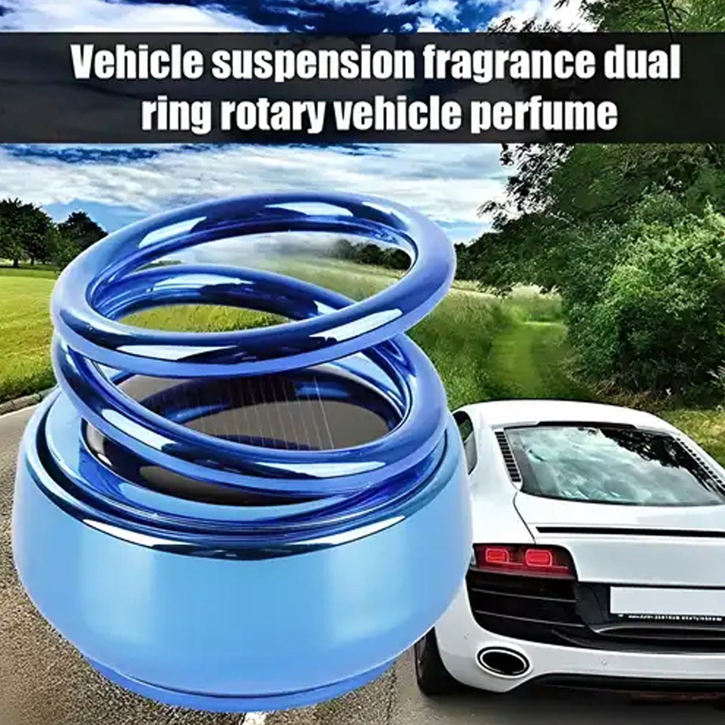 6319 Solar Power Car Aroma Diffuser 360°Double Ring Rotating Design, Car Fragrance Diffuser, Car Perfume Air Freshener for Dashboard Home Office 