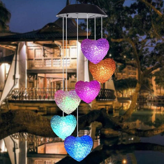 8316 Solar Powered LED Wind Chime Light 6LED Colorful Chime Craft Wind bell Wind Heart Decor Outdoor Decorative Wind Portable