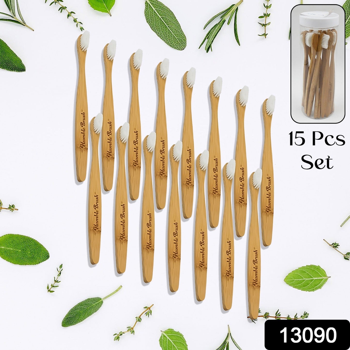 Bamboo Wooden Toothbrush Soft Toothbrush Wooden Child Bamboo Biodegradable Toothbrush, Manual Toothbrush for Adult, Kids (15 pcs set / With Round Box)