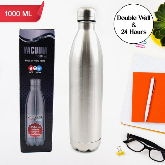 12860 Vacuum Stainless Steel Double Wall Water Bottle, Fridge Water Bottle, Leak Proof, Rust Proof, Cold & Hot Thermos steel Bottle| Leak Proof | Office Bottle | Gym | Home | Kitchen | Hiking | Trekking | Travel Bottle (1000 ML)