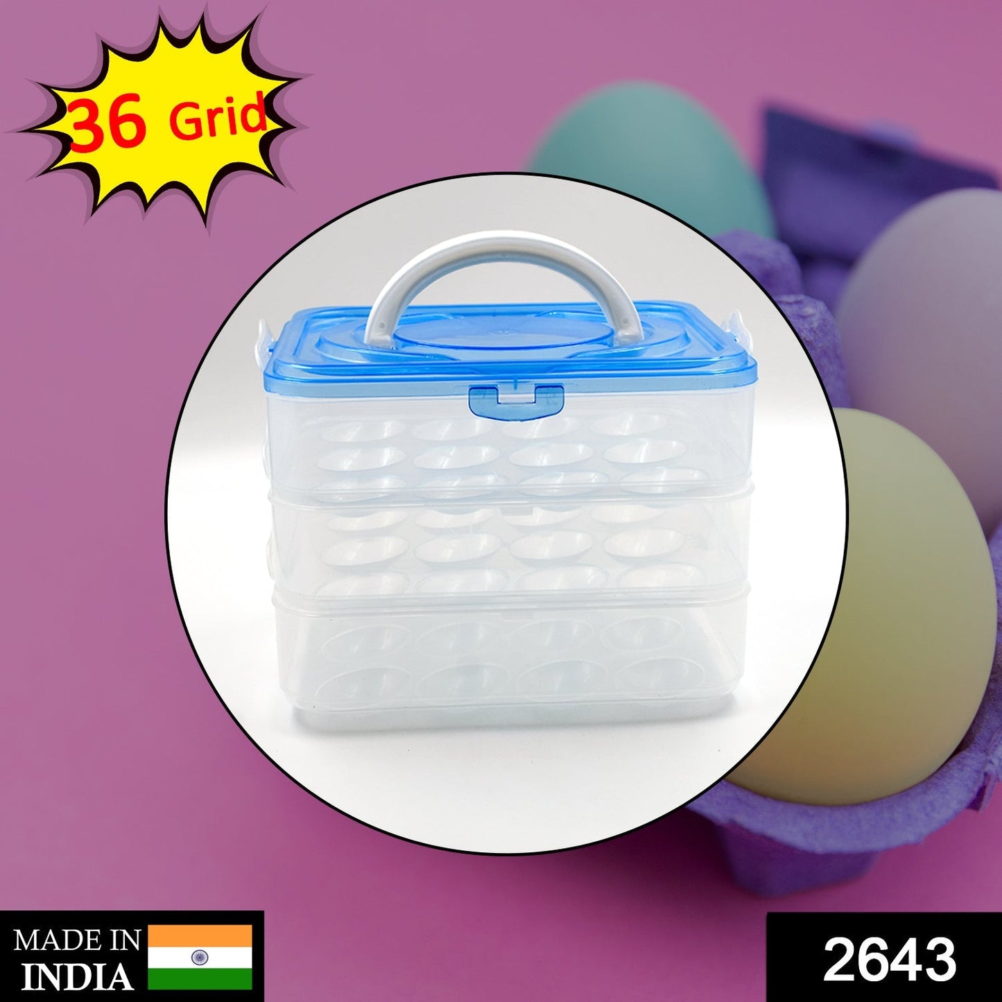 2643 3-Layer Plastic Refrigerator Egg Storage Box (36 Grid) DeoDap