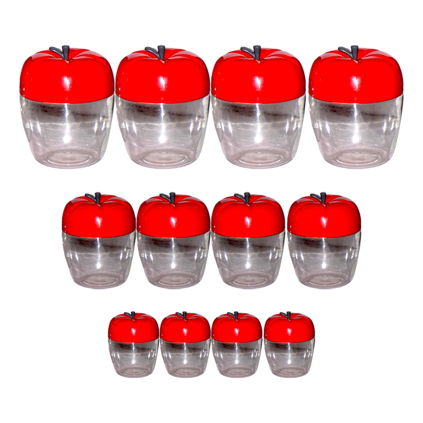 2274 Air Tight Apple Shape Storage Container - 500 ml, 800 ml and 1500 ml (4 Pcs Each Size, 12 Pcs) DeoDap