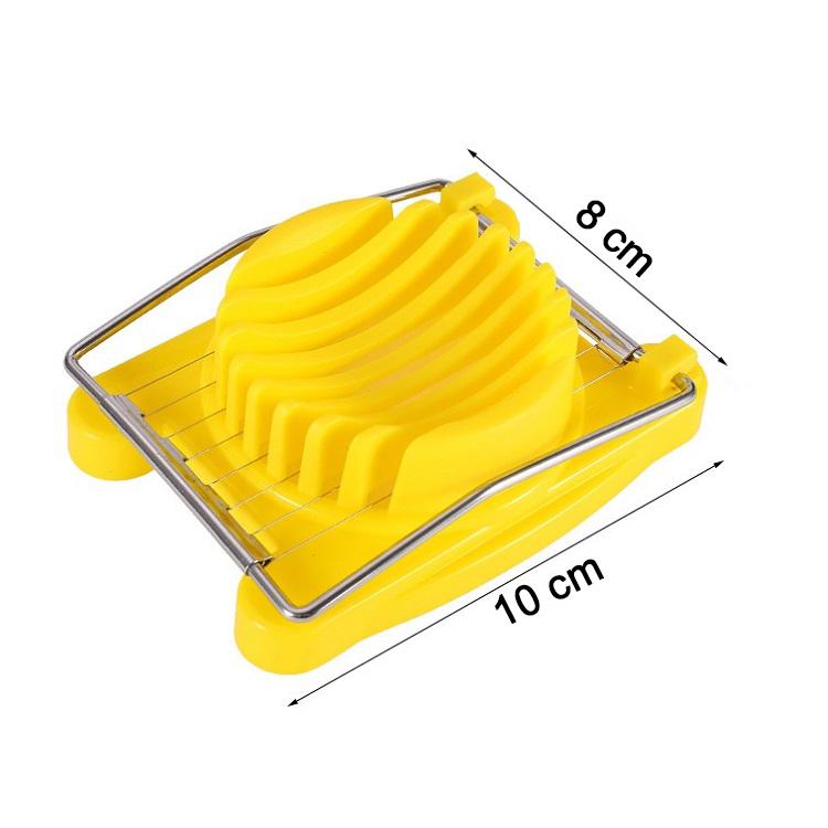 Versatile egg cutter with stainless steel wires, easy to use plastic design