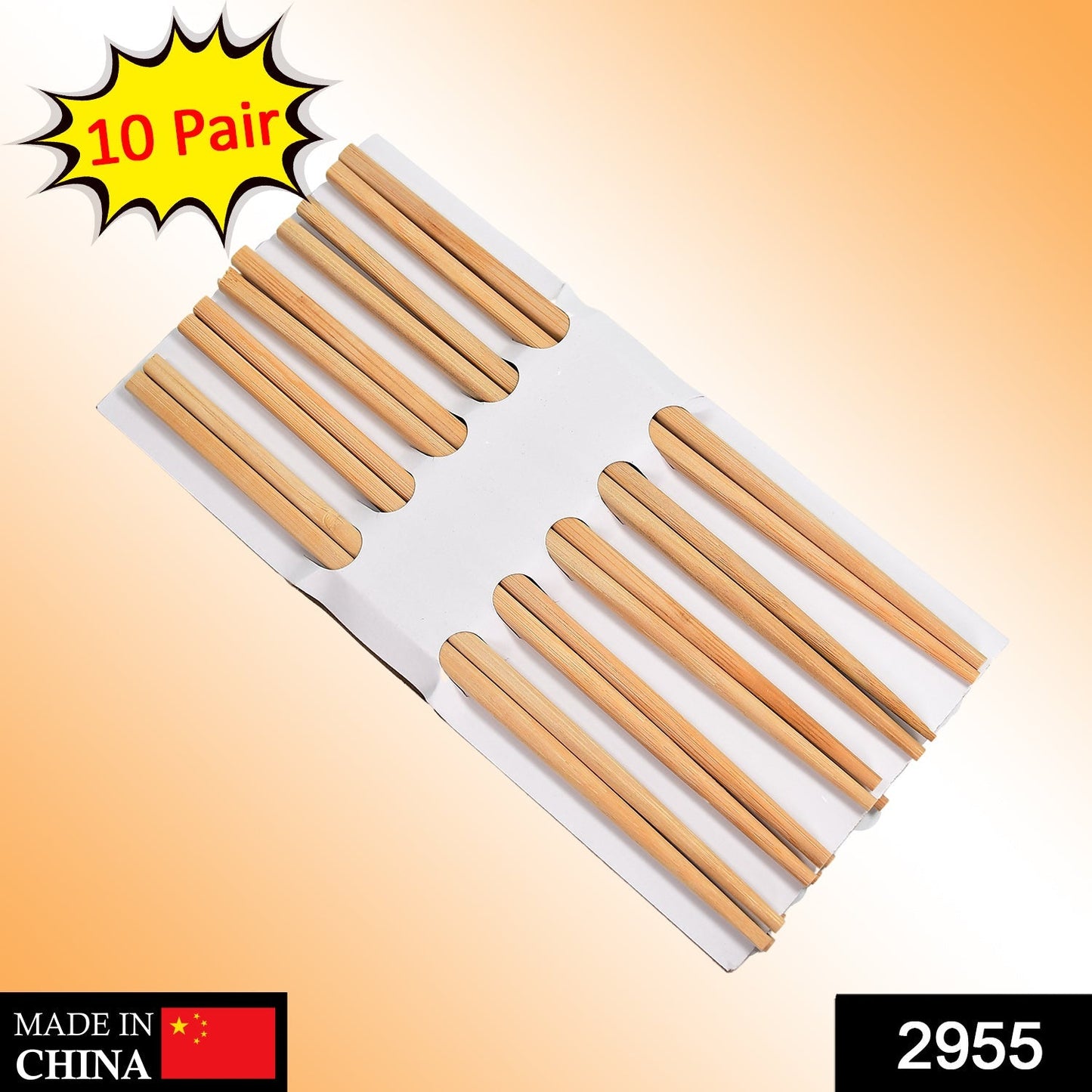 2955 Designer Natural Round Bamboo Reusable Chopsticks 