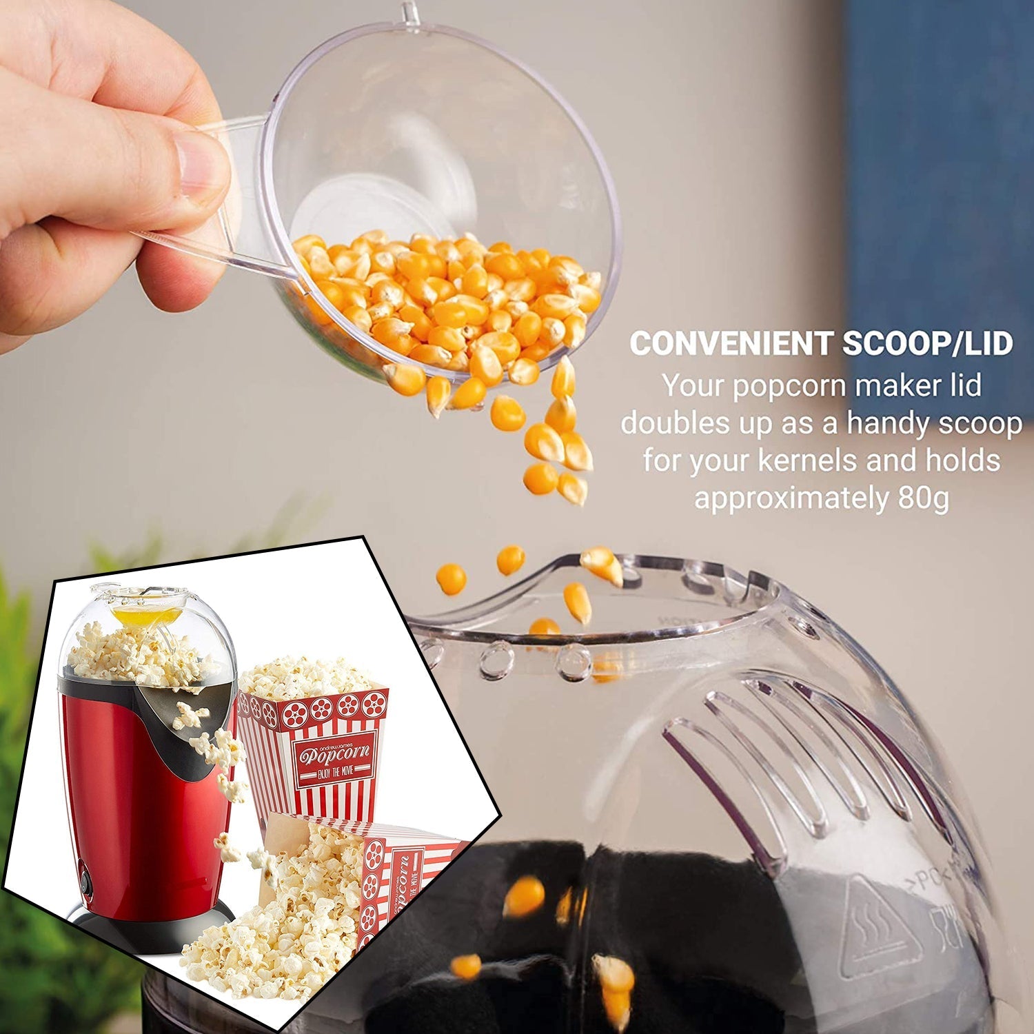 Popcorn maker with popcorn in a bowl