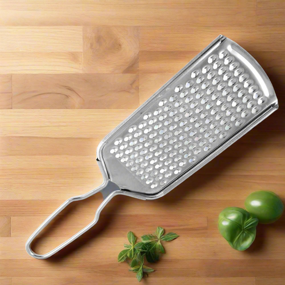 Efficient kitchen zester grater with a stainless steel build for easy citrus zesting and fine grating.