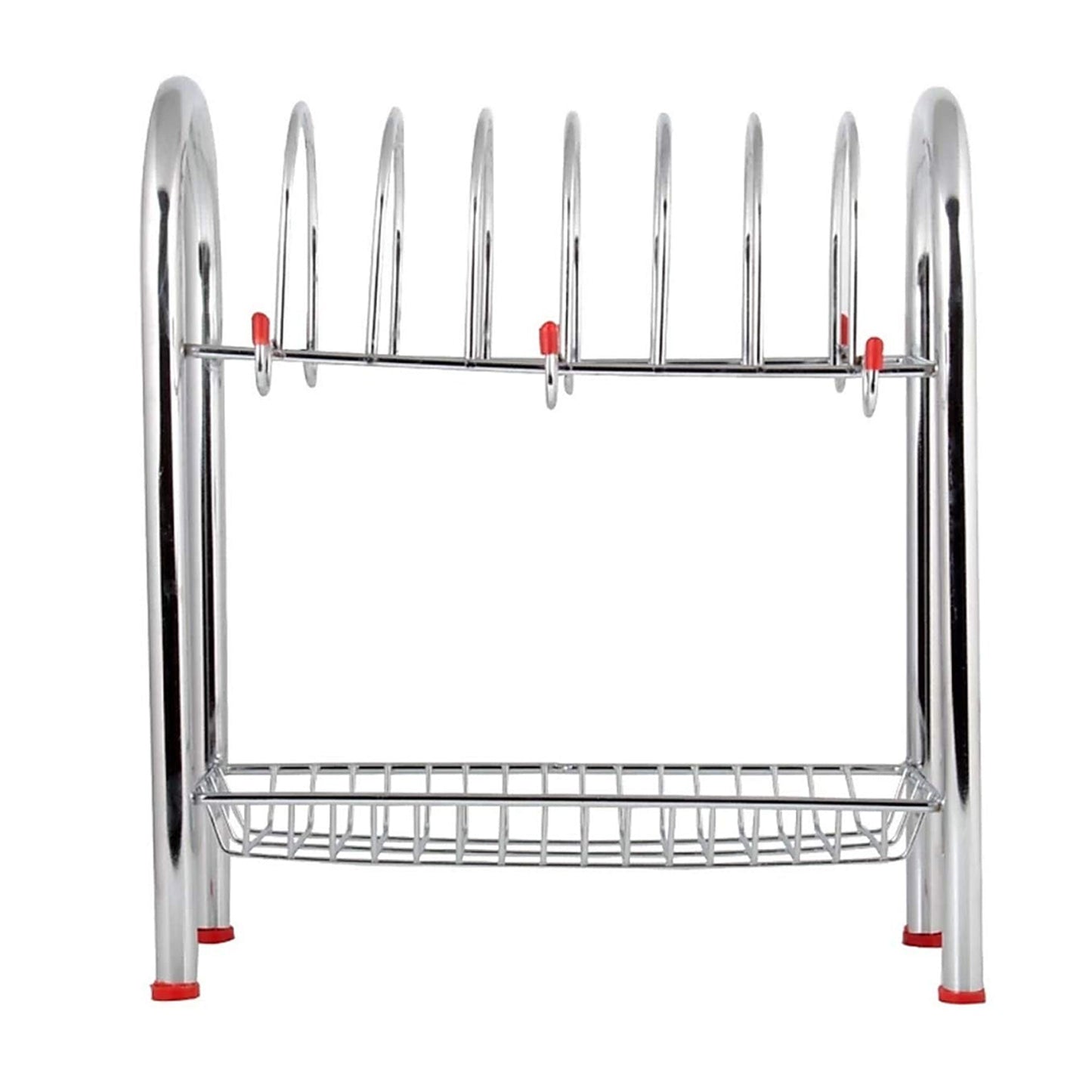 746_Stainless Steel 2 Layer Plate & Bowl Stand Kitchen Utensil Rack/Cutlery Stand 