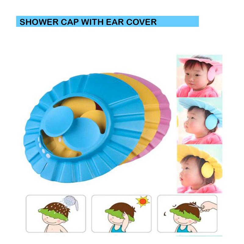 0378 Adjustable Safe Soft Baby Shower cap dopstop