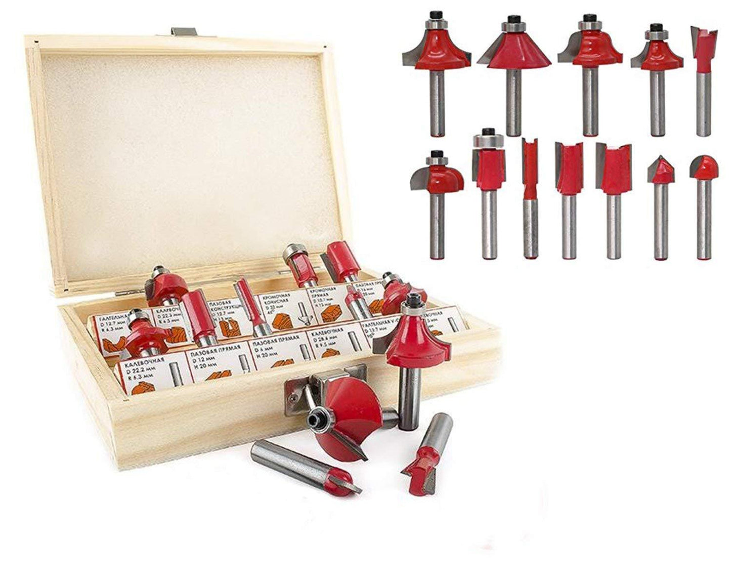 0406 -12 / 15pcs Milling Cutter Router Bit Set