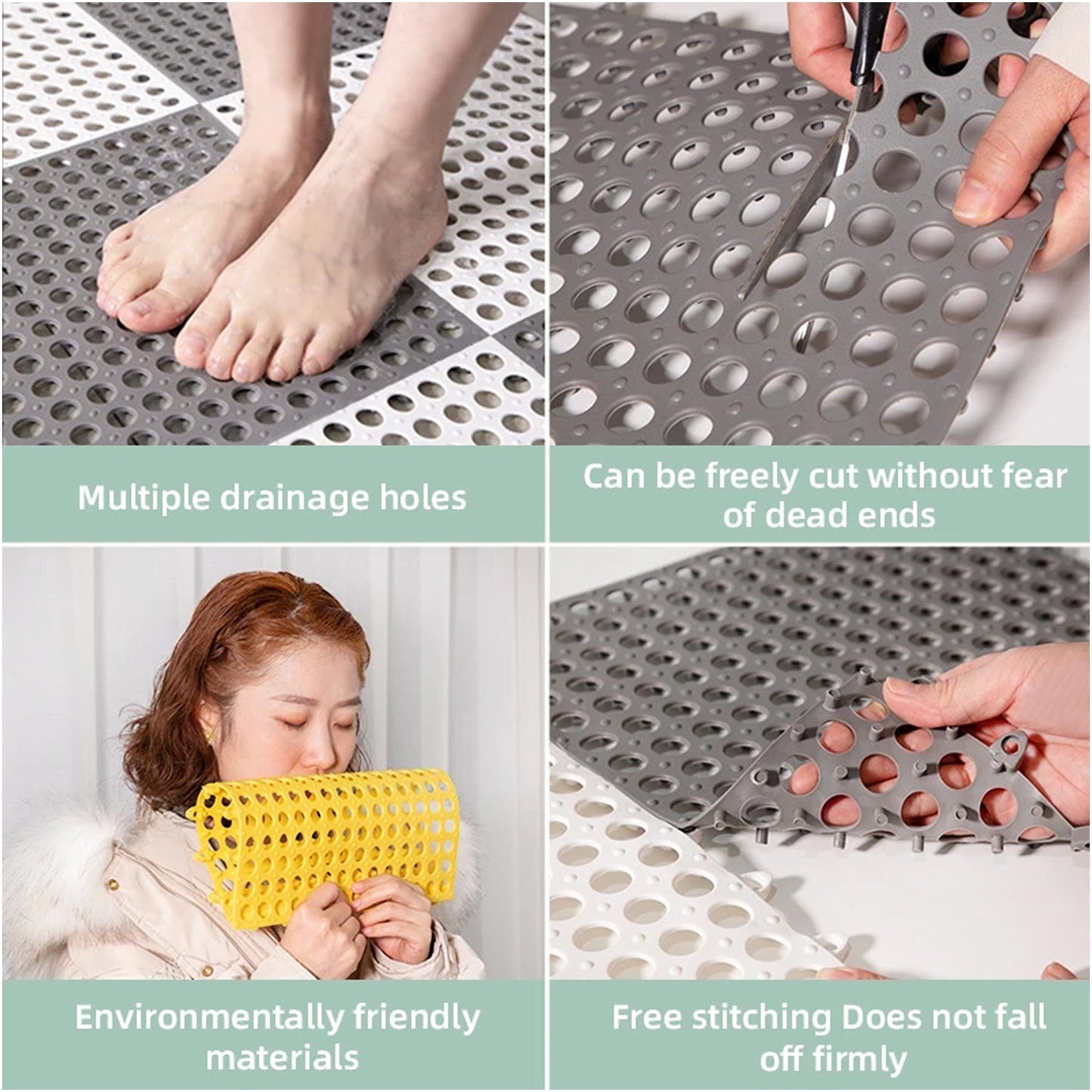 Bath mat with anti-slip properties for preventing falls