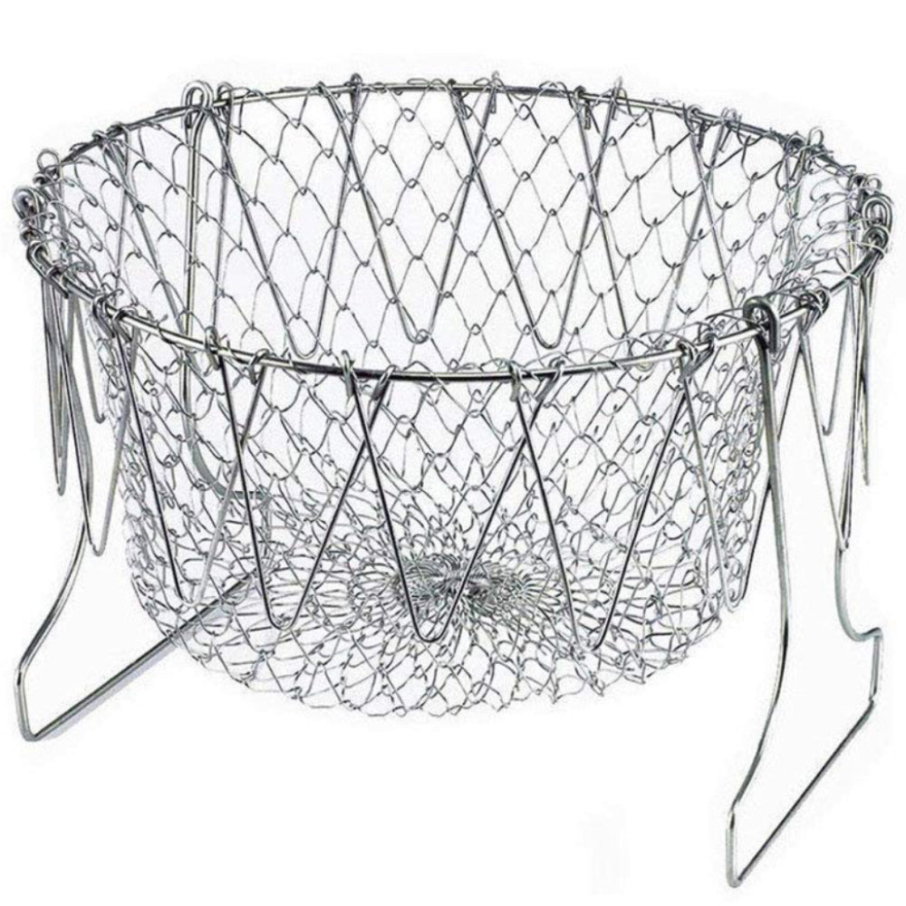 Foldable chef strainer basket