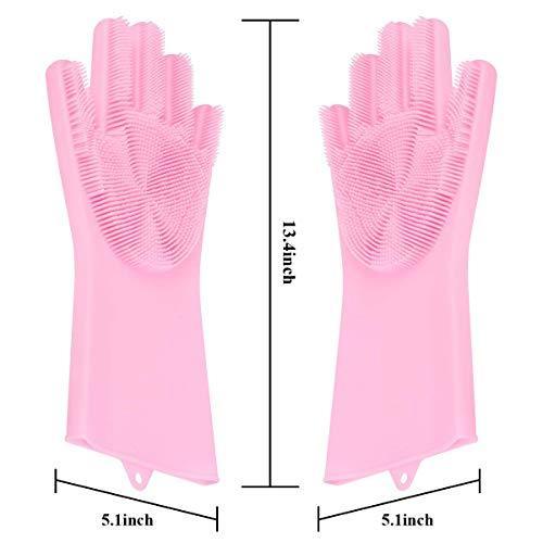 0714A Reusable Silicone Cleaning Brush Scrubber Gloves (Multicolor) DeoDap