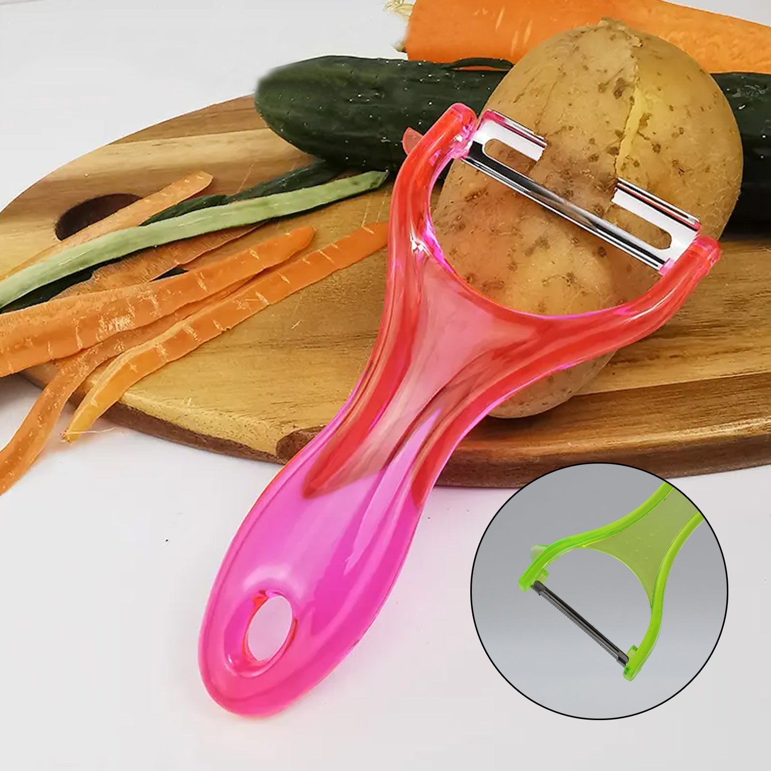 Universal stainless steel peeler suitable for professional and household kitchen use.