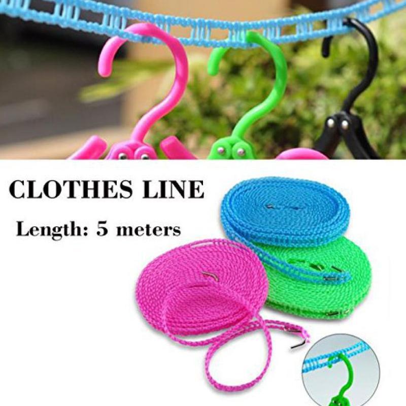 Clothesline drying rope with hooks, made of nylon