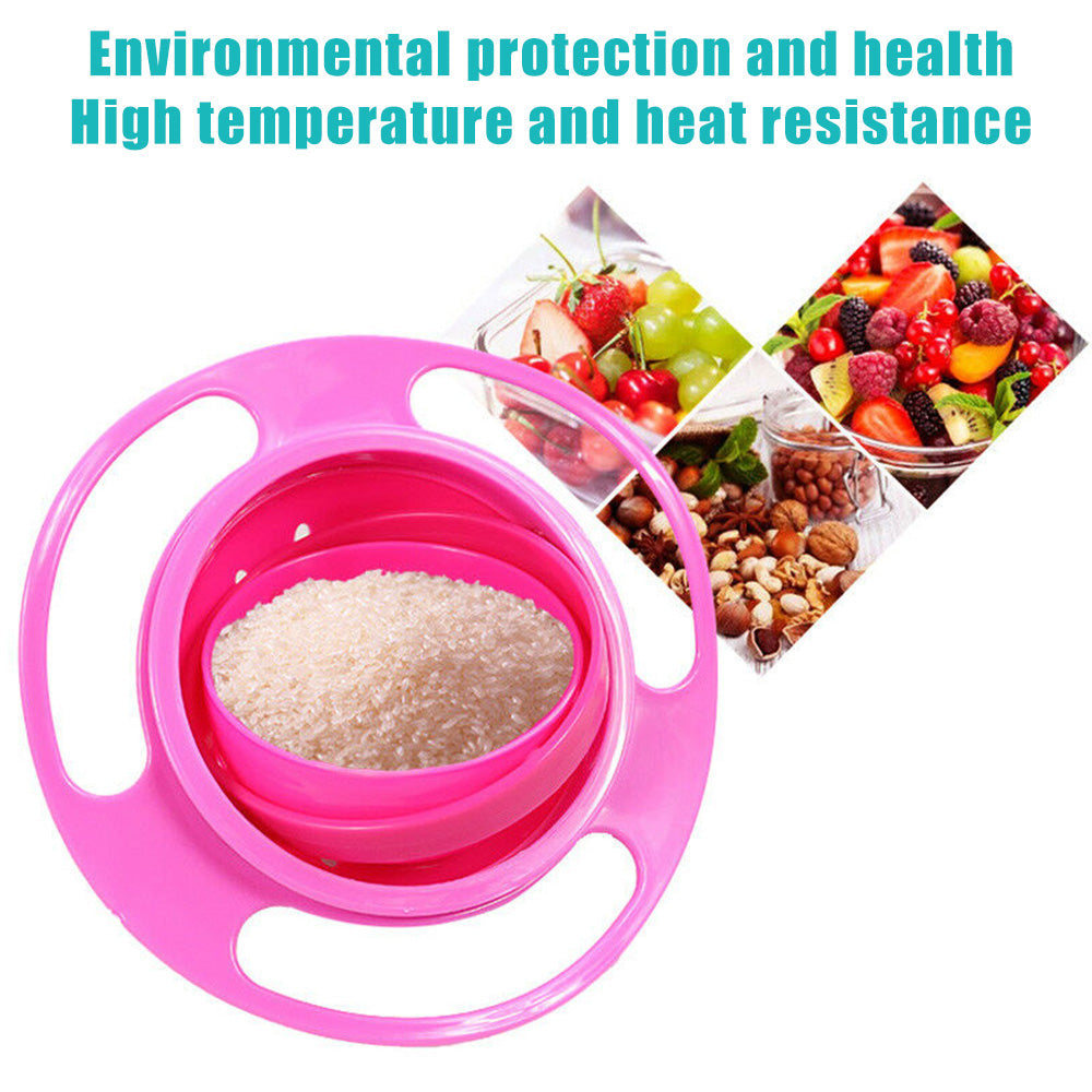 Gyro feeding bowl for toddlers, spill-proof with 360-degree rotation, convenient for travel.