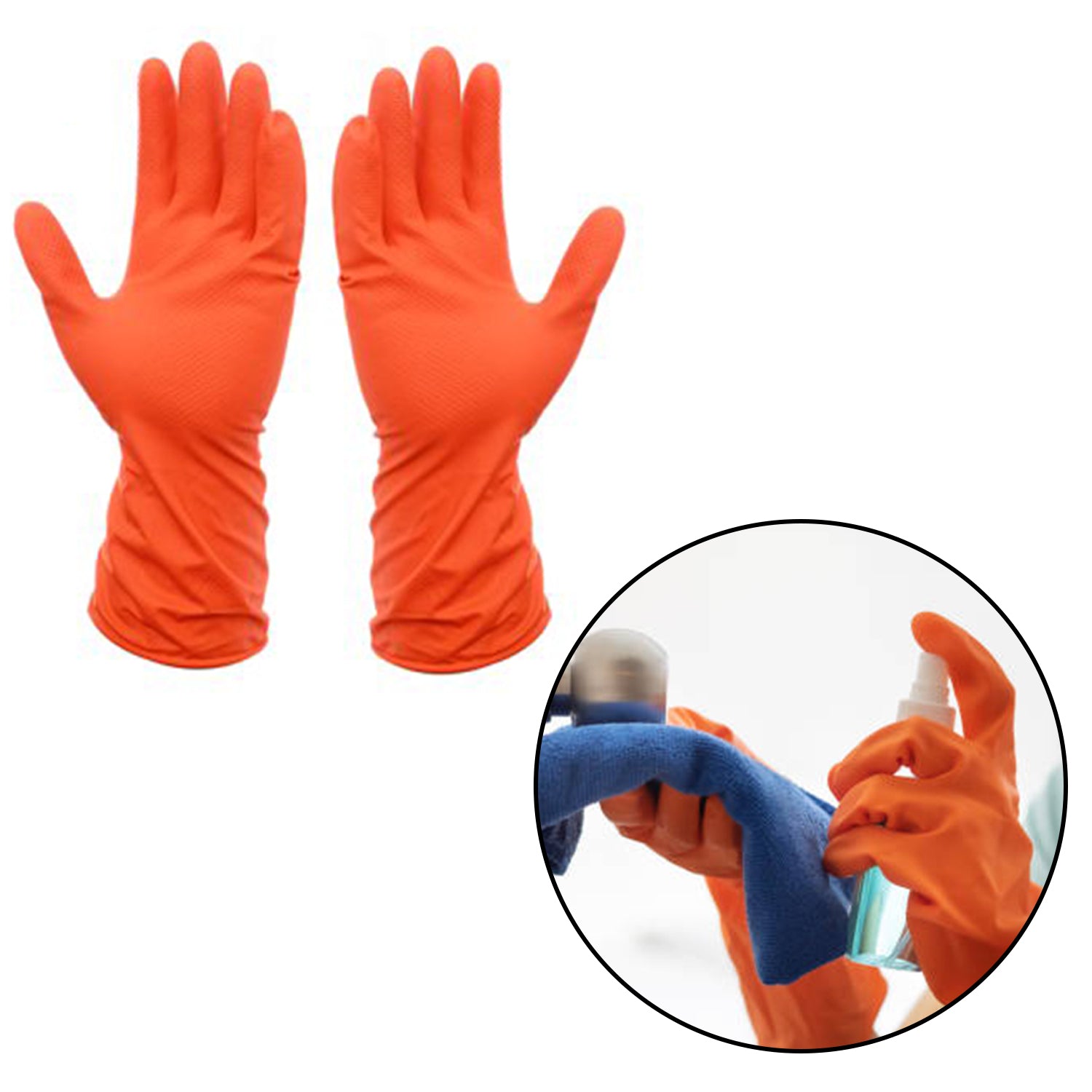 4852 2 Pair Medium Orange  Gloves For Types Of Purposes Like Washing Utensils, Gardening And Cleaning Toilet Etc. 