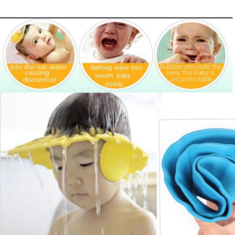 0378 Adjustable Safe Soft Baby Shower cap dopstop