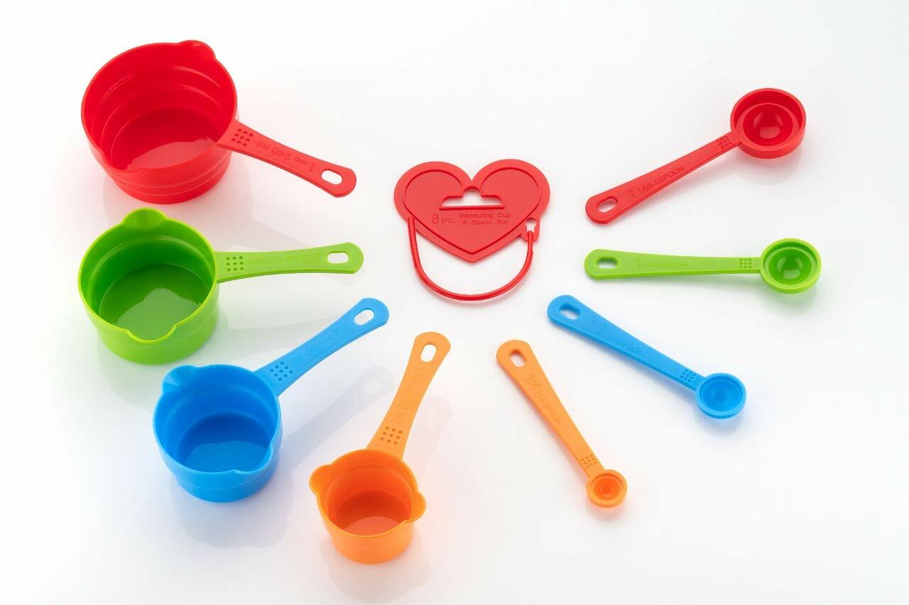 Colourful measuring spoons set for precise ingredient measurement