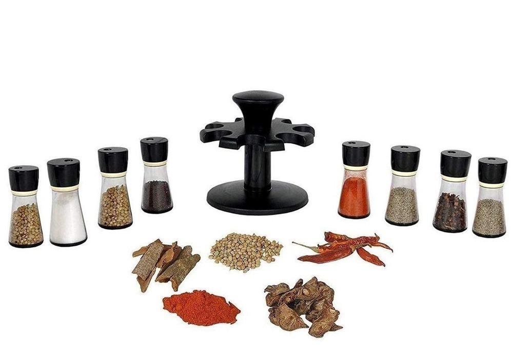 097 Revolving Plastic Spice Rack Masala Organiser (8 Pcs) DeoDap