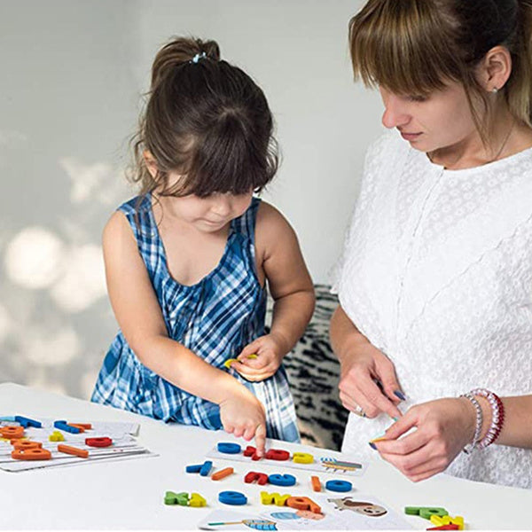 Assorted magnetic letters on a surface