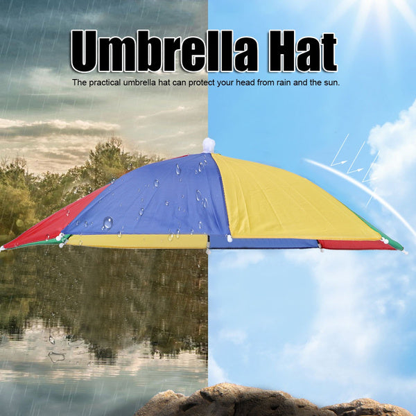 Hands free umbrella hat, protects from sun and rain.