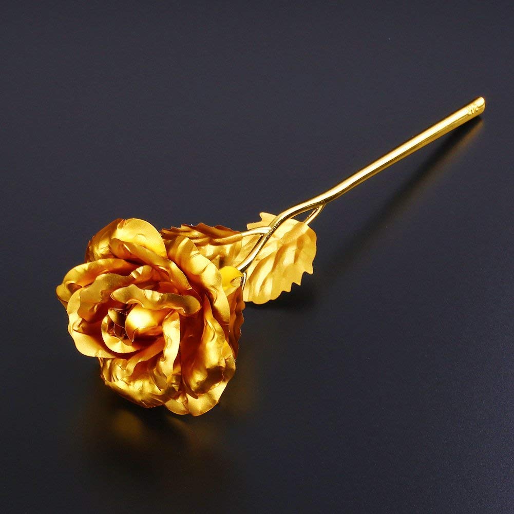 Luxury Decorative Gold Plated Artificial Golden Rose with Premium Box