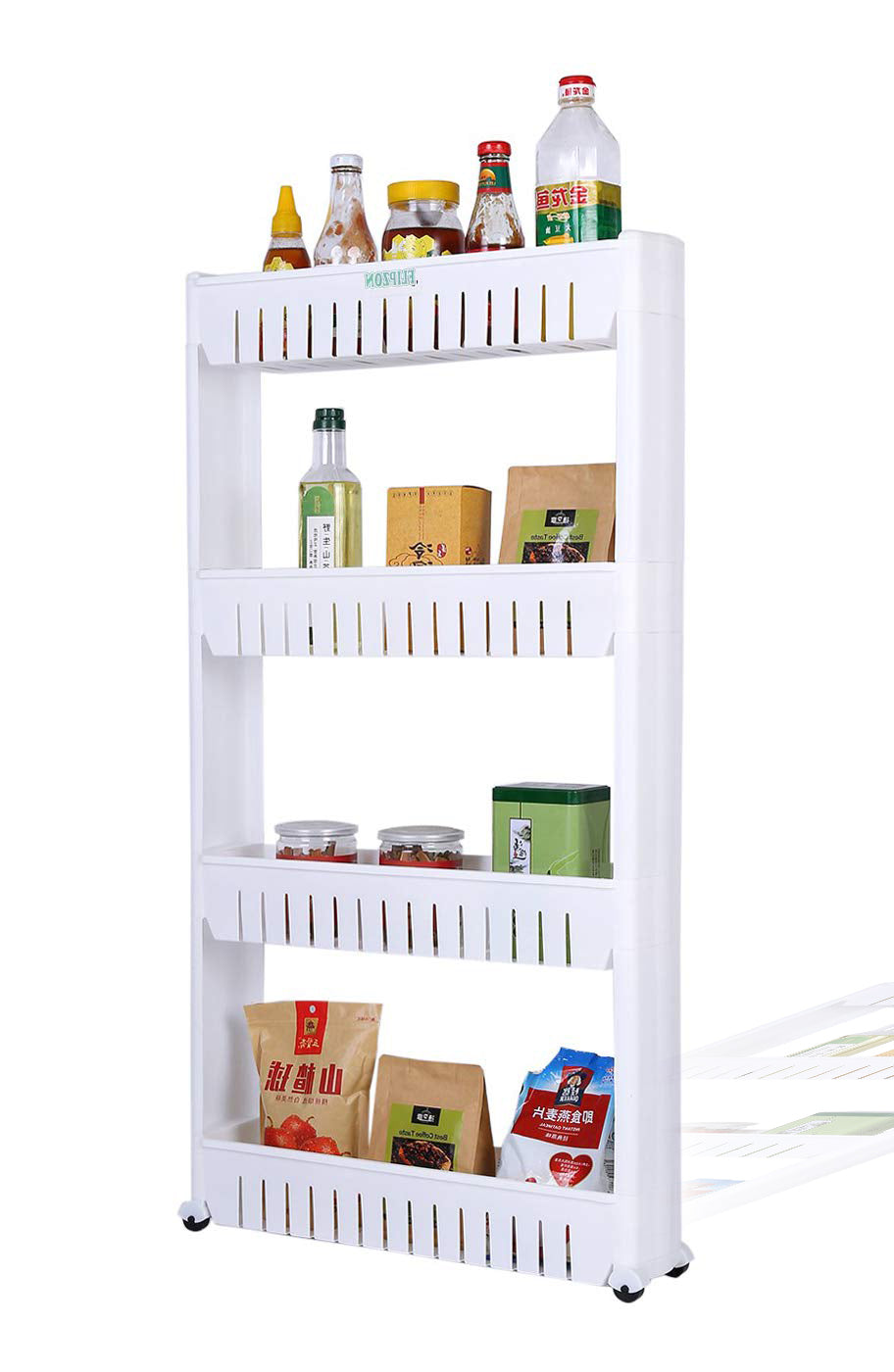 Storage organizer rack with 4 layers for space efficiency