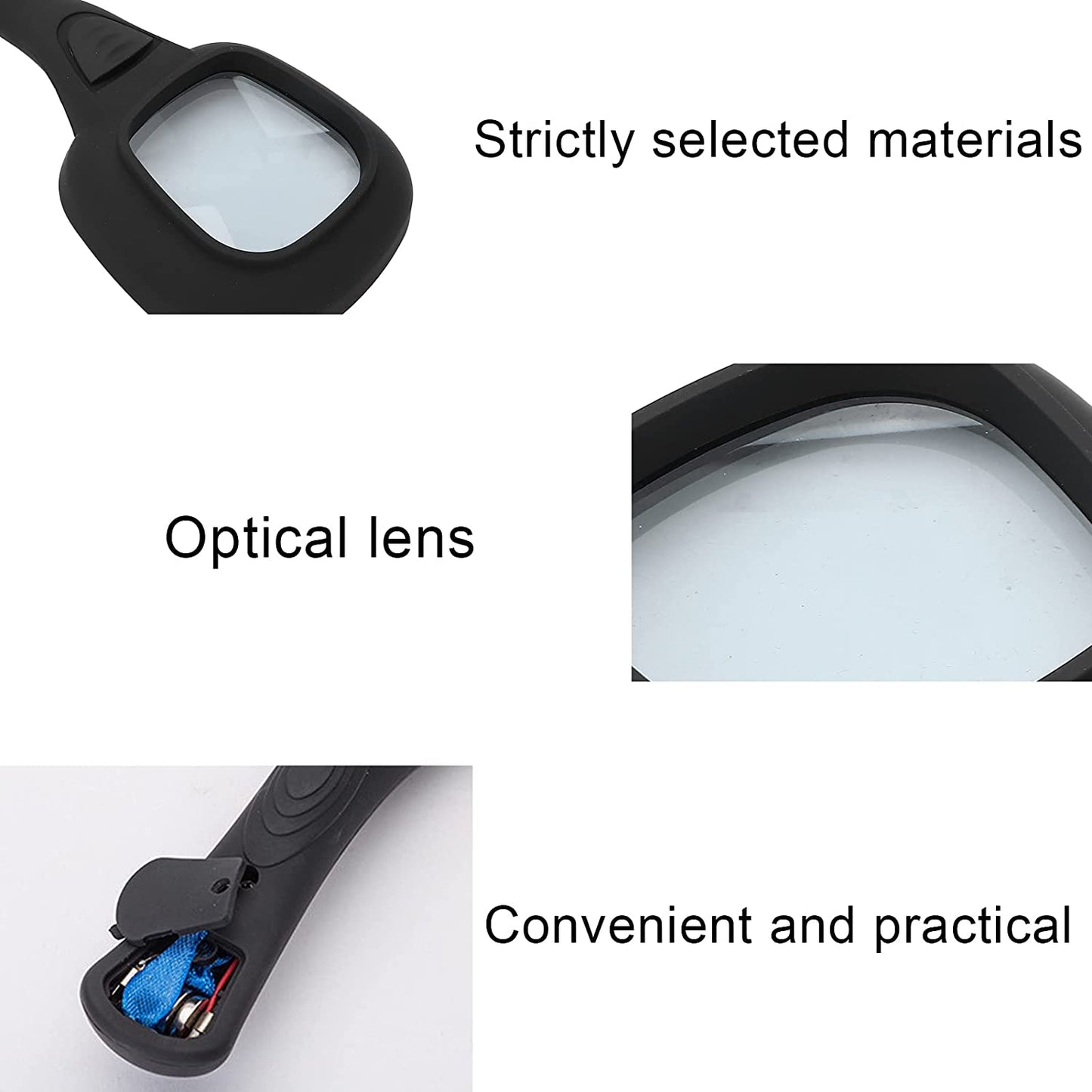 1573A Handheld Magnifying Glass 6 LED Illuminated Lighted Magnifier for Seniors Reading, Soldering, Inspection, Coins, Jewelry, Exploring 