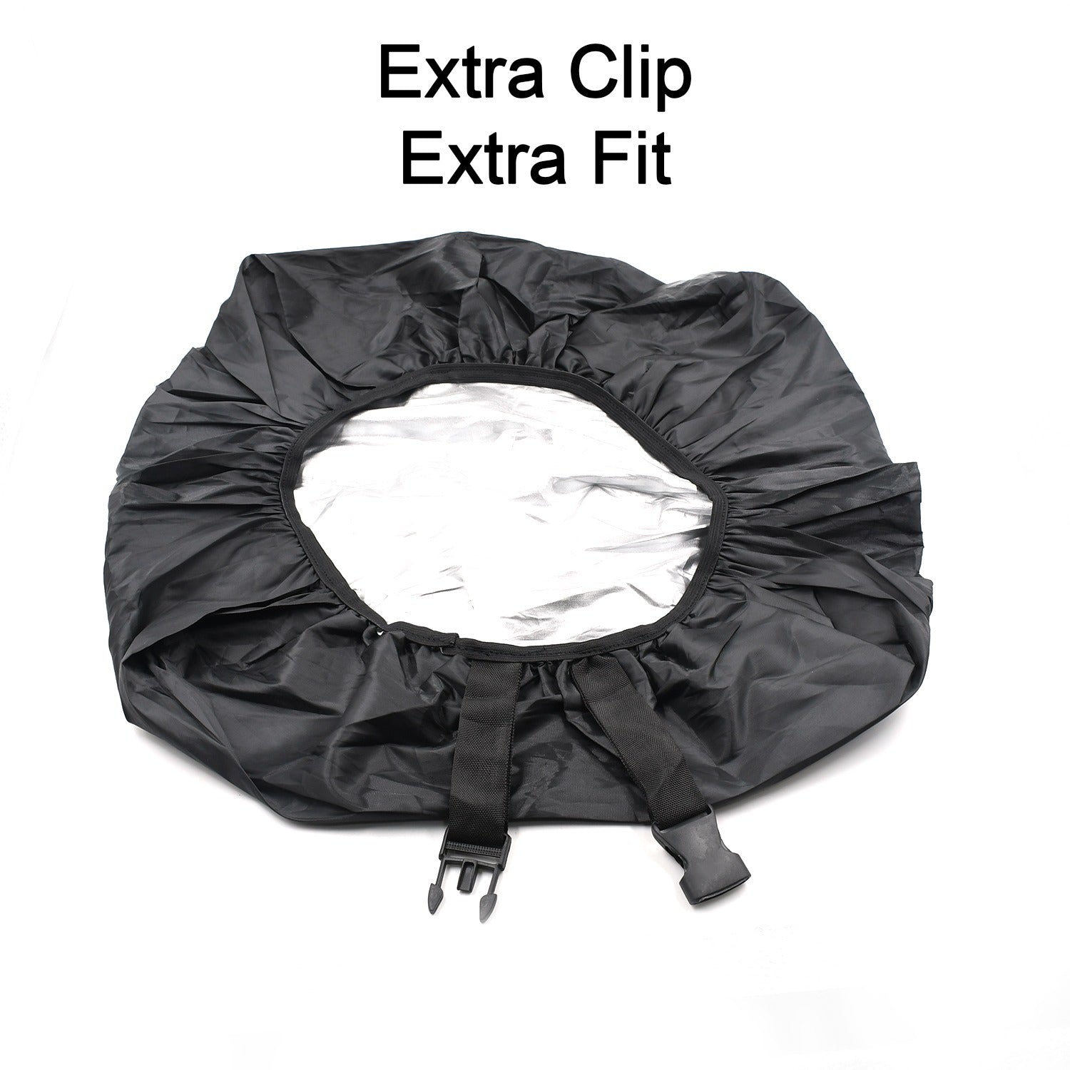 Durable nylon rain cover with adjustable elastic, designed for backpacks and laptop bags.