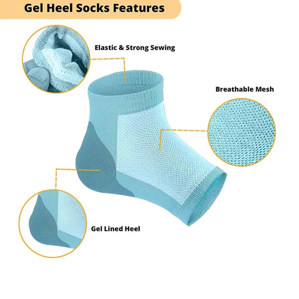 343 Heel Pain Relief Silicone Gel Heel Socks (Multicolor) 