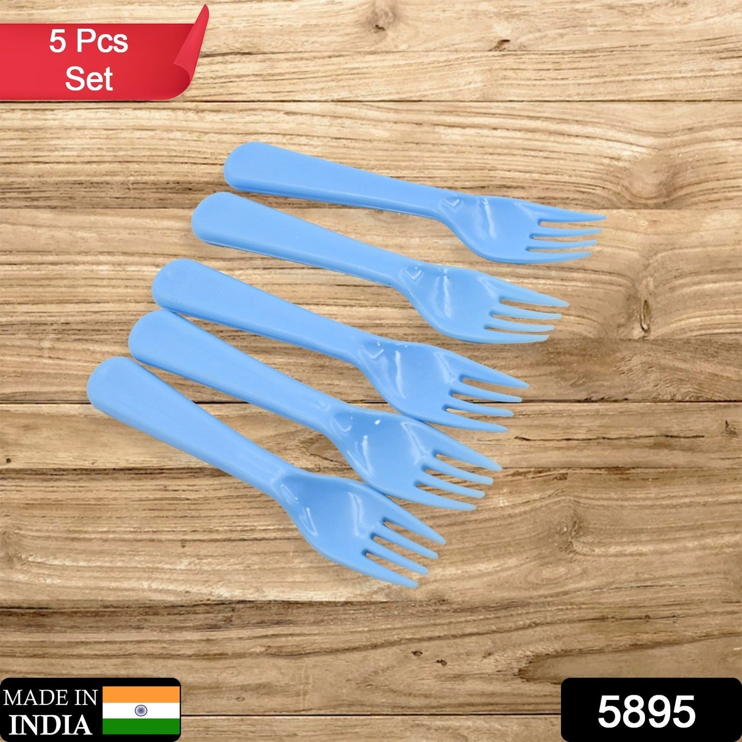 Premium plastic forks for kitchen, travel, and home, 5-piece set.