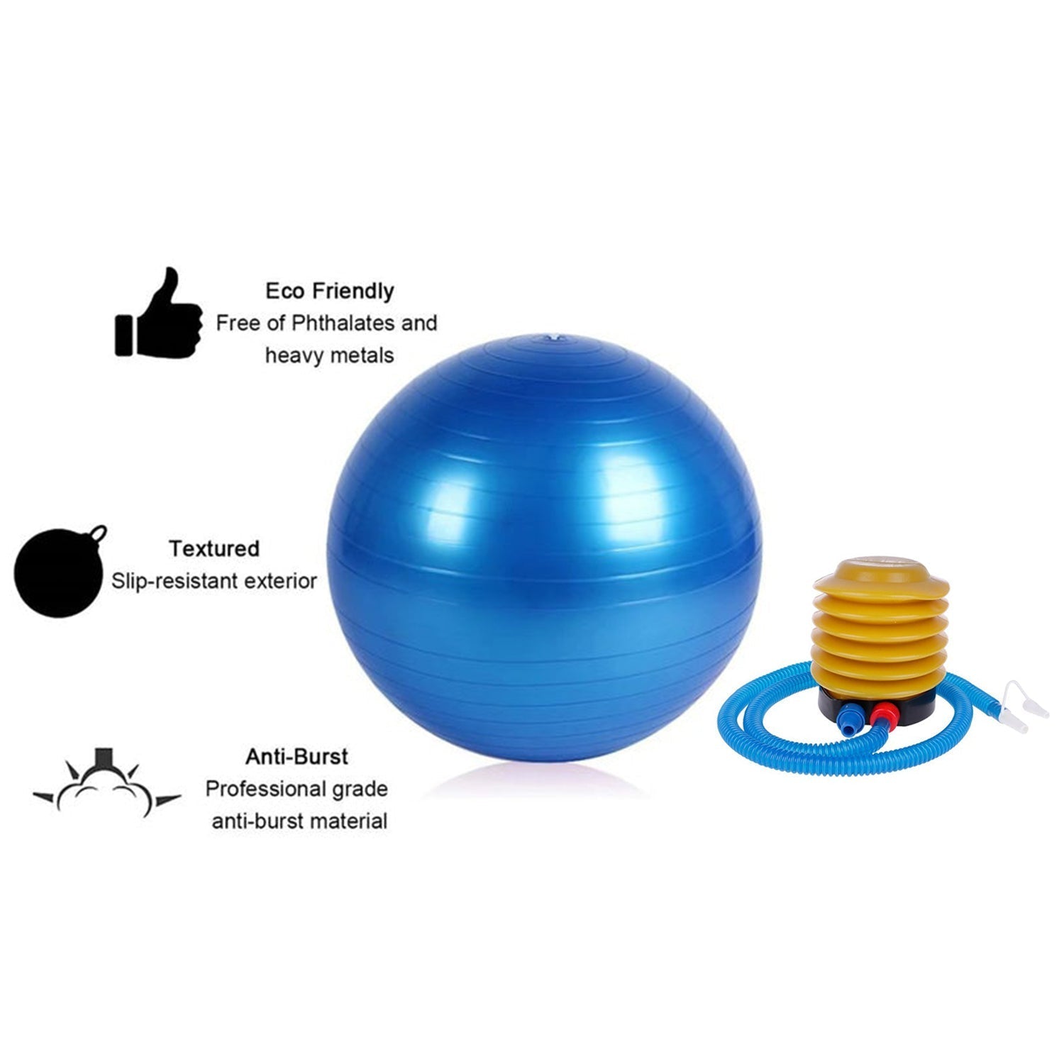 7428 Heavy Duty Gym Ball Non-Slip Stability Ball with Foot Pump for Total Body Fitness 