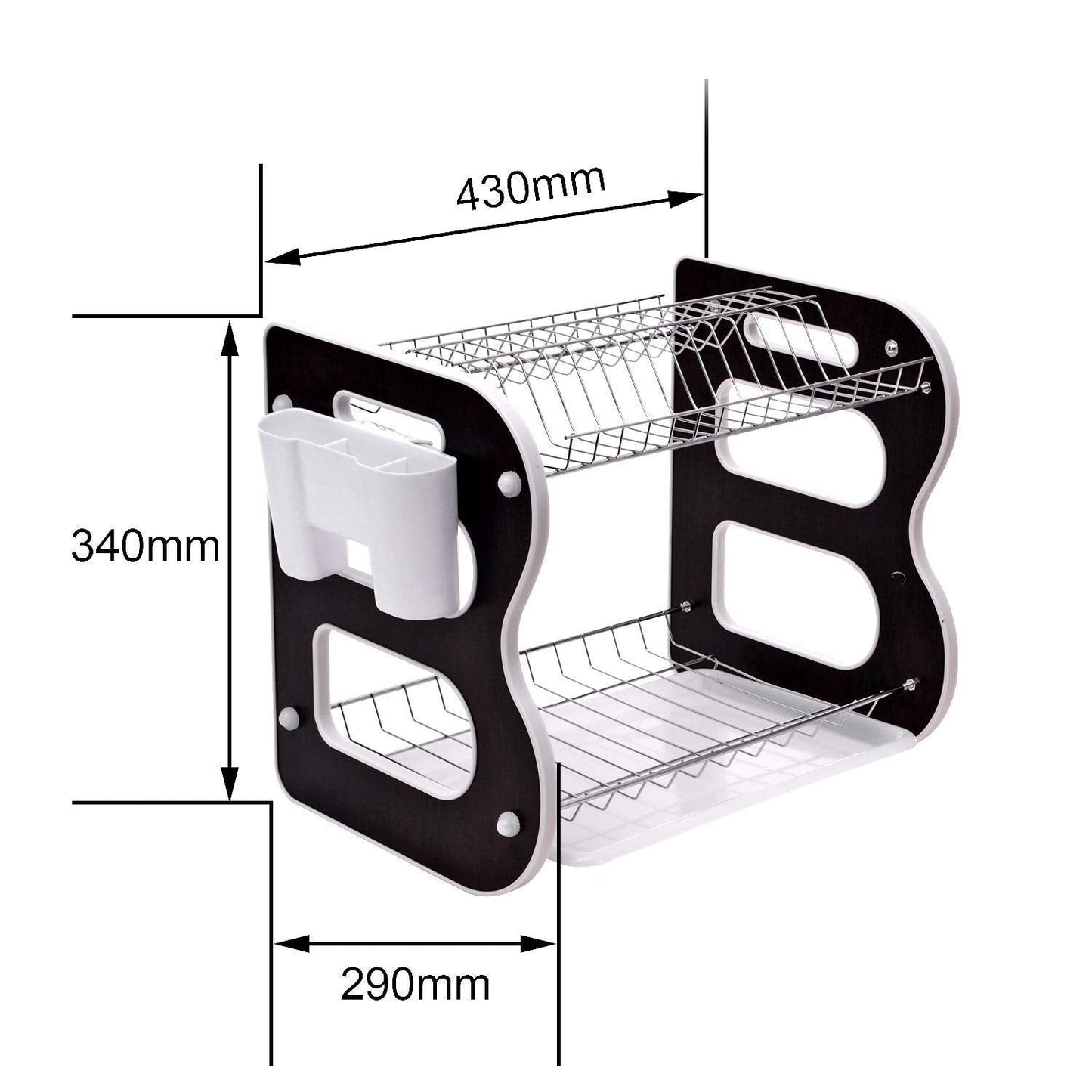 Two-layer dish rack with built-in draining board