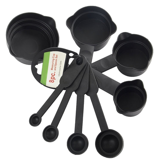 106 Plastic Measuring Cups and Spoons (8 Pcs, Black) dopstop