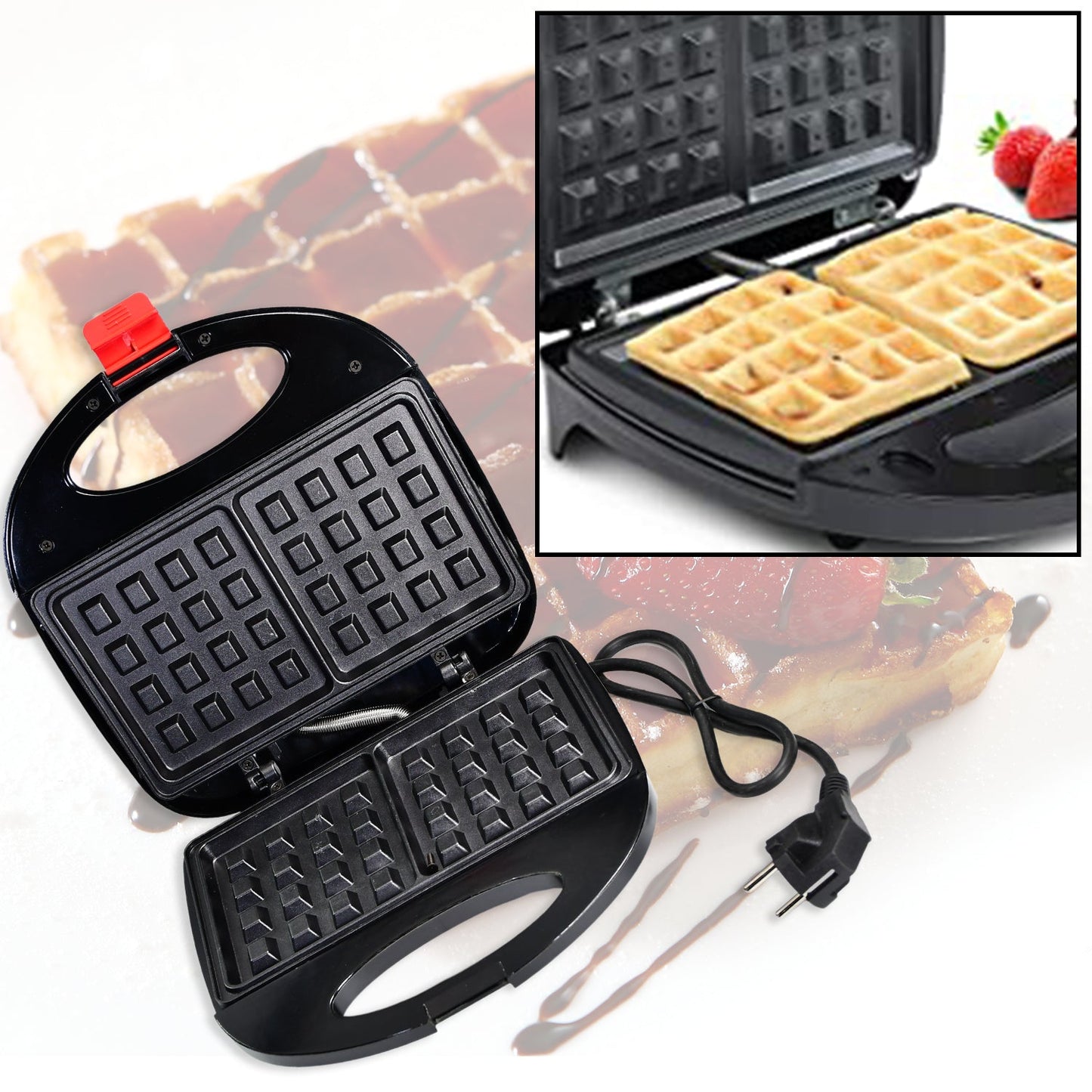 2817 Waffle Maker, Makes 2 Square Shape Waffles| Non-Stick Plates| Easy to Use with Indicator Lights 