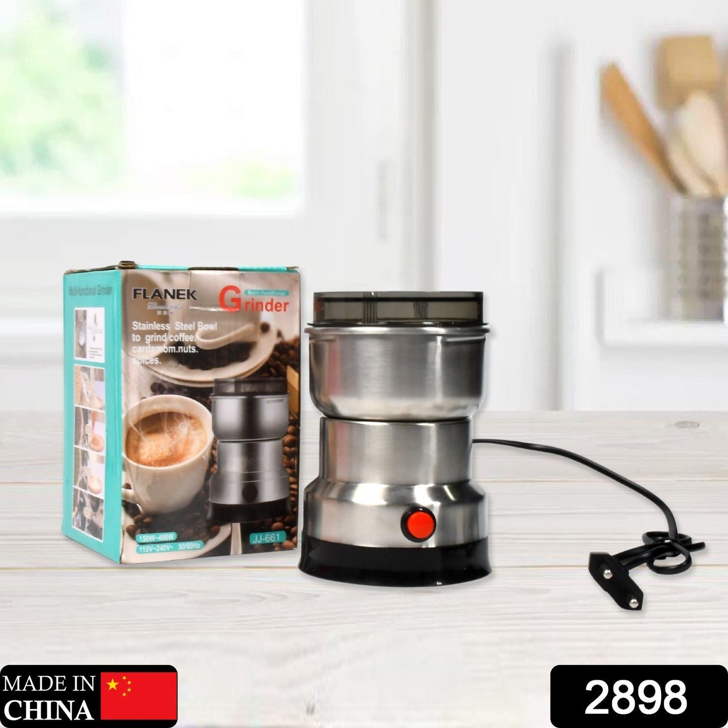 2898 Multifunction Grinder Machine Electric Cereals Grain Mill Spice Herbs Grinding Machine Tool Stainless Steel Electric Coffee Bean for Home 