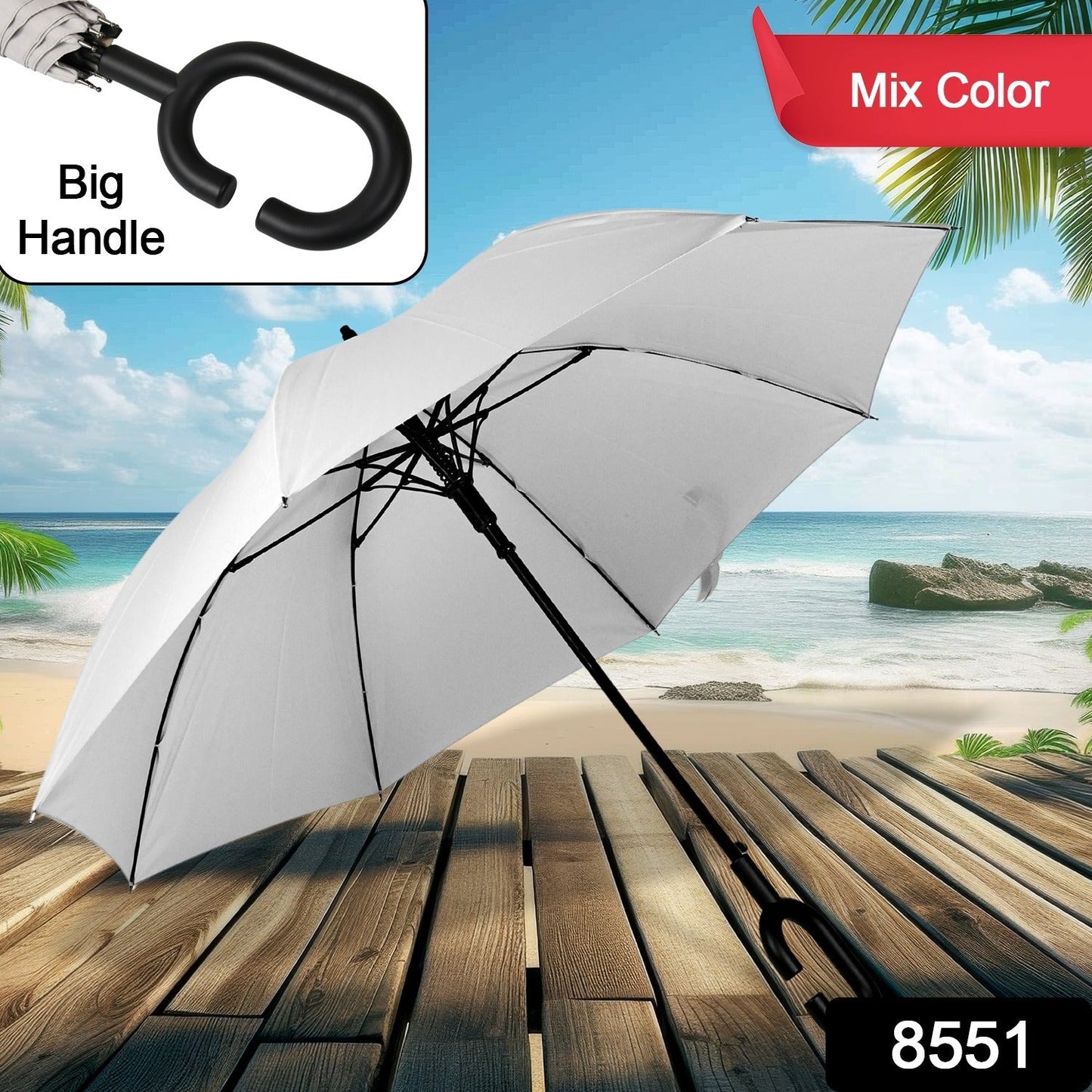 8551 Umbrella Summer Sun and Rain Protection Foldable Cute Umbrella & C-Shaped Handle || UV Protection Rain Sun Umbrella || Travel Accessories || Umbrella for Children, Girls, and Boys (1 Pc / Mix Color) 