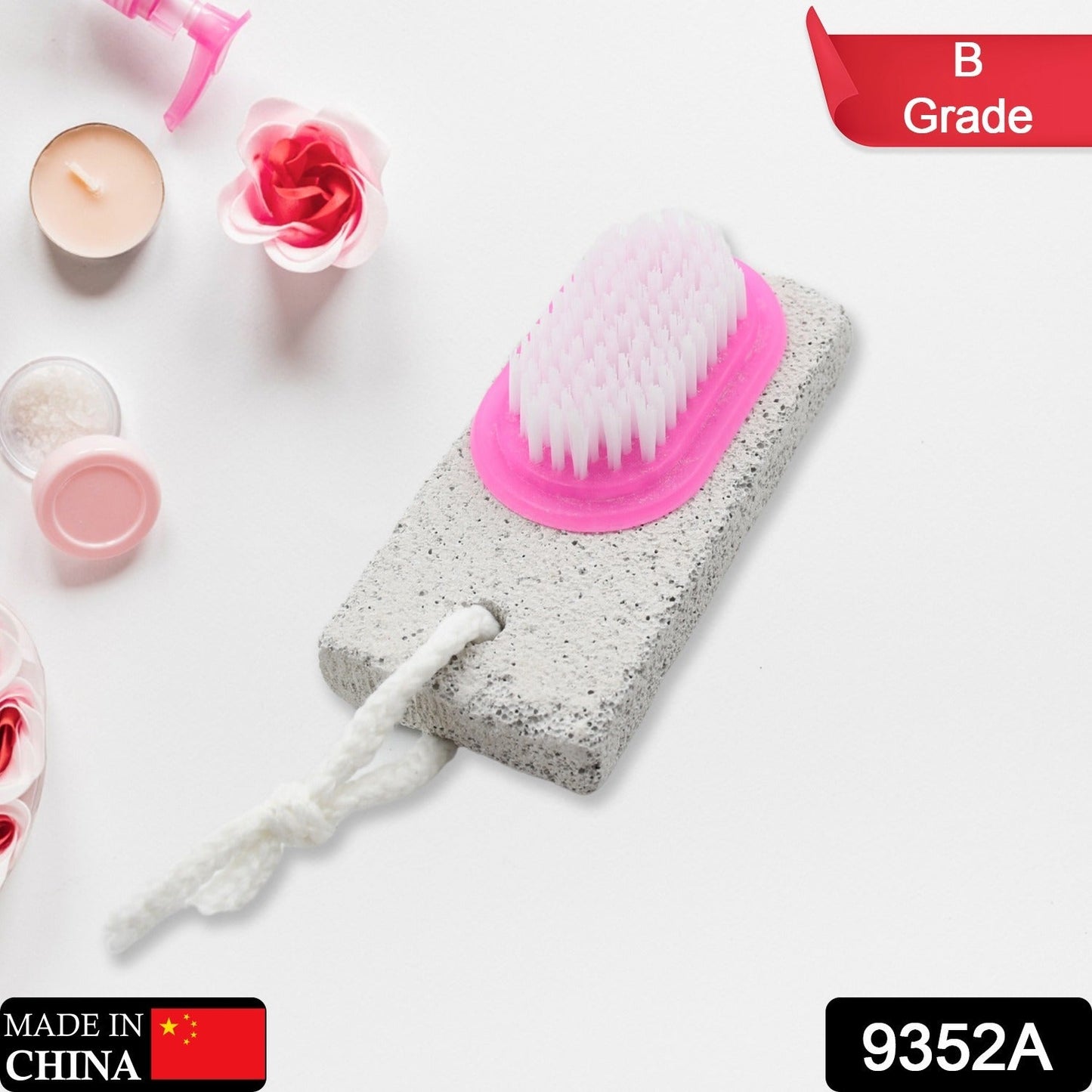 Brush with pumice stone for feet and hands, designed for dead skin removal.