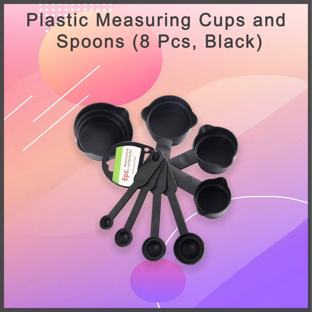 106 Plastic Measuring Cups and Spoons (8 Pcs, Black) dopstop