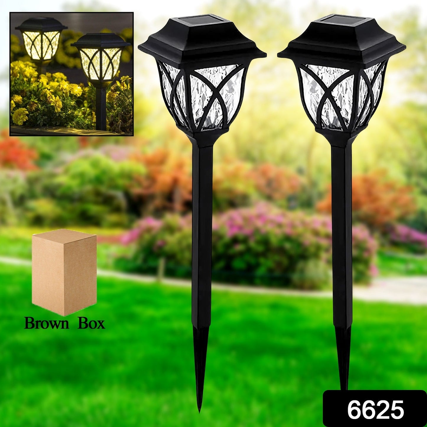 6625 Solar Garden Lights LED Outdoor Stake Spotlight Fixture for Garden Light (Pack of 2pc )