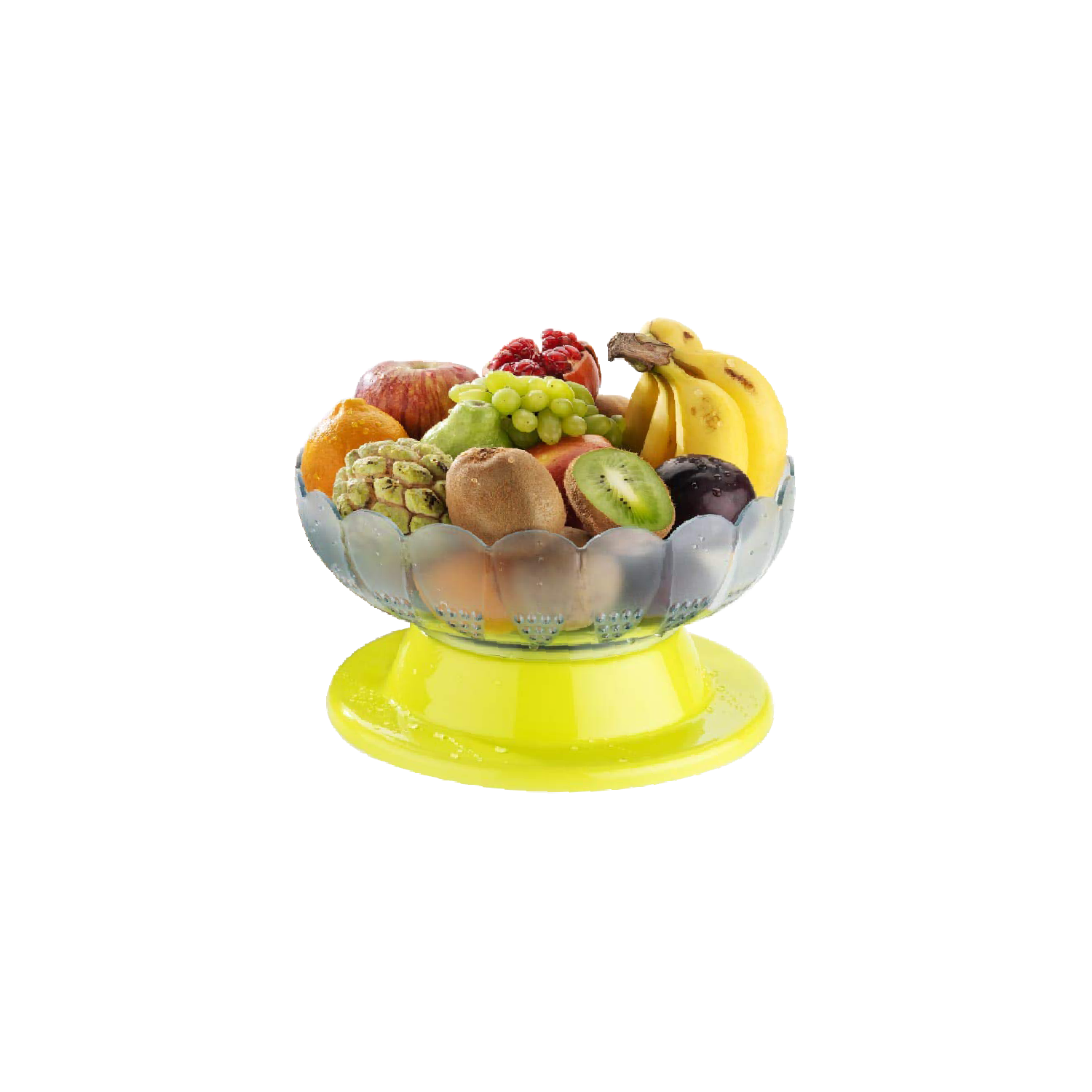 Plastic fruit and vegetable bowl with spinning function