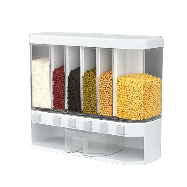 Wall-mounted cereals dispenser, kitchen grain storage