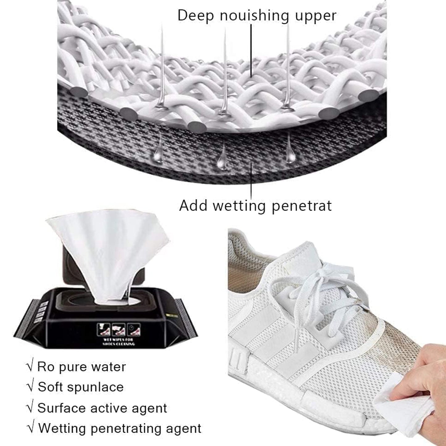 4363 Shoe Cleaning Wet Wipes Fast Scrubbing Shoes Cleaning Tissue, Sneakers Non-Woven Detergent Quick Wipes Disposable Travel Portable Removes Dirt, Stains(1 Set 30 Pcs )