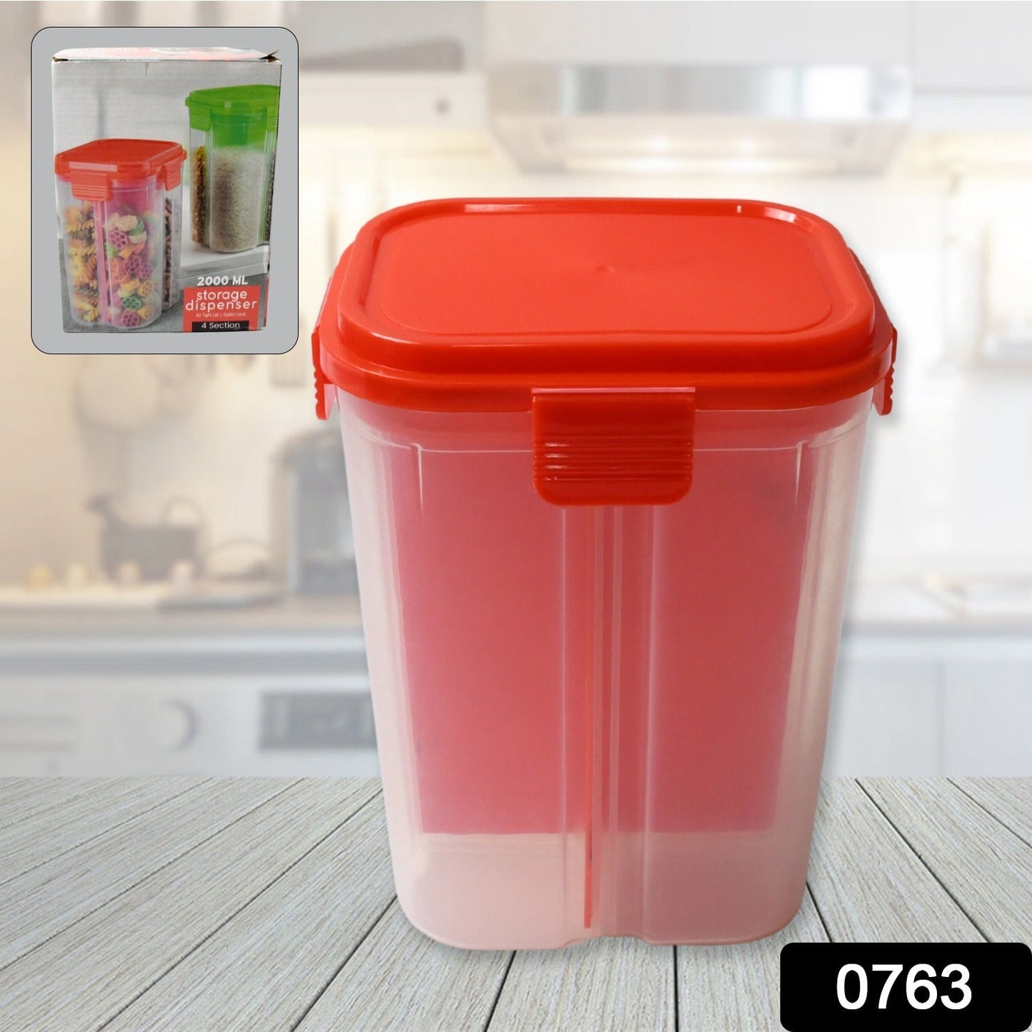 0763 4in1 Transparent 4 Section Storage Dispenser (2000 ml)