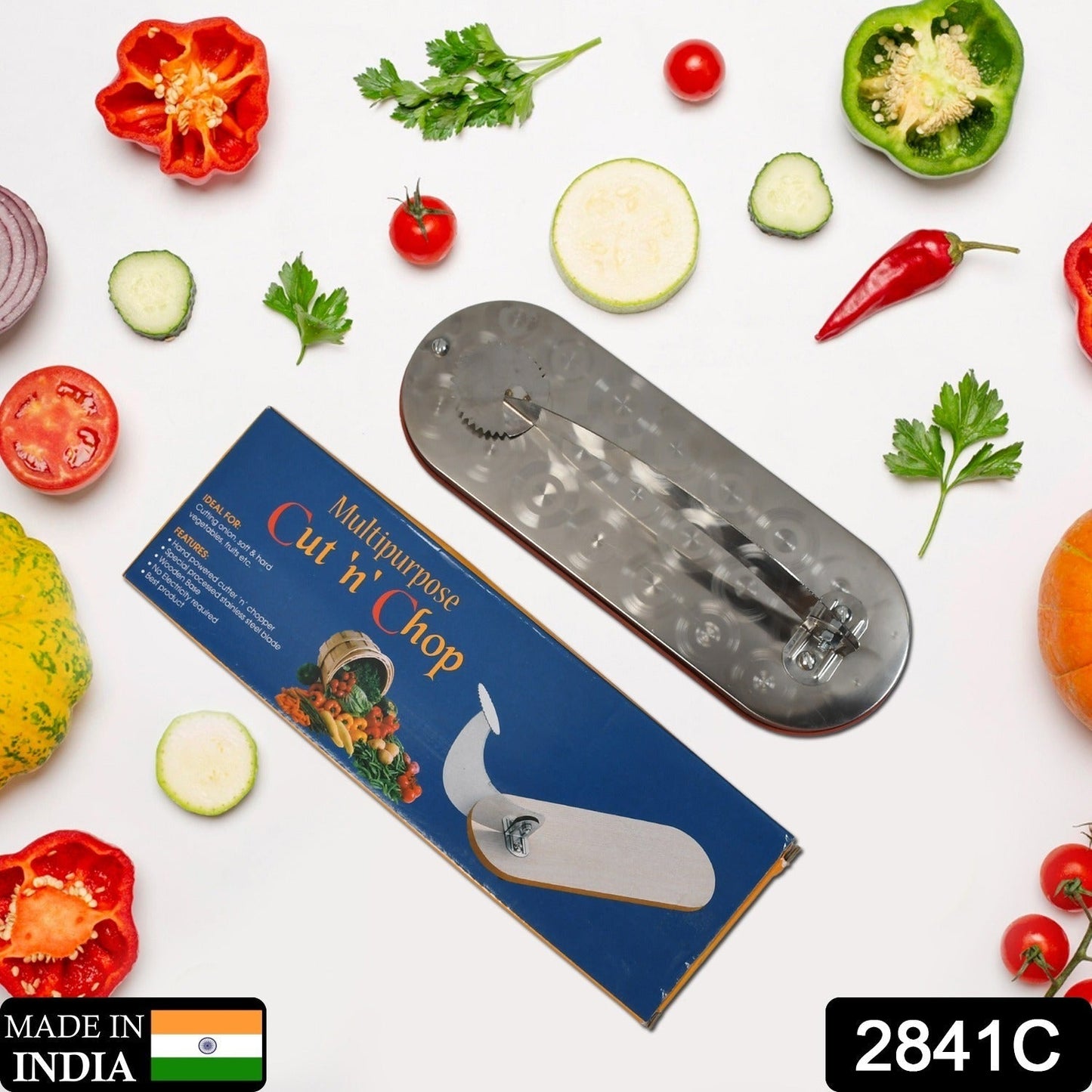 2841C STEEL VEGETABLE CUTTER PREMIUM QUALITY CUTTER FOR FRUIT , VEGETABLE & MEAT CUTTING USE ( Color Box ) 