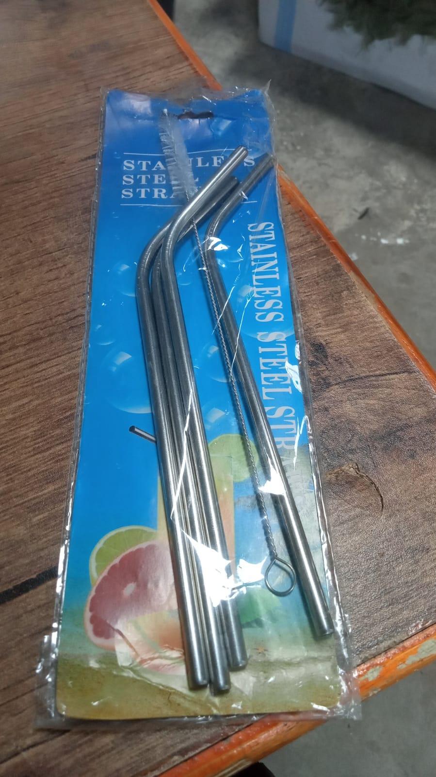 Reusable Stainless Steel Drinking Straws Bent (4 Bent Straws, 1 Brush)