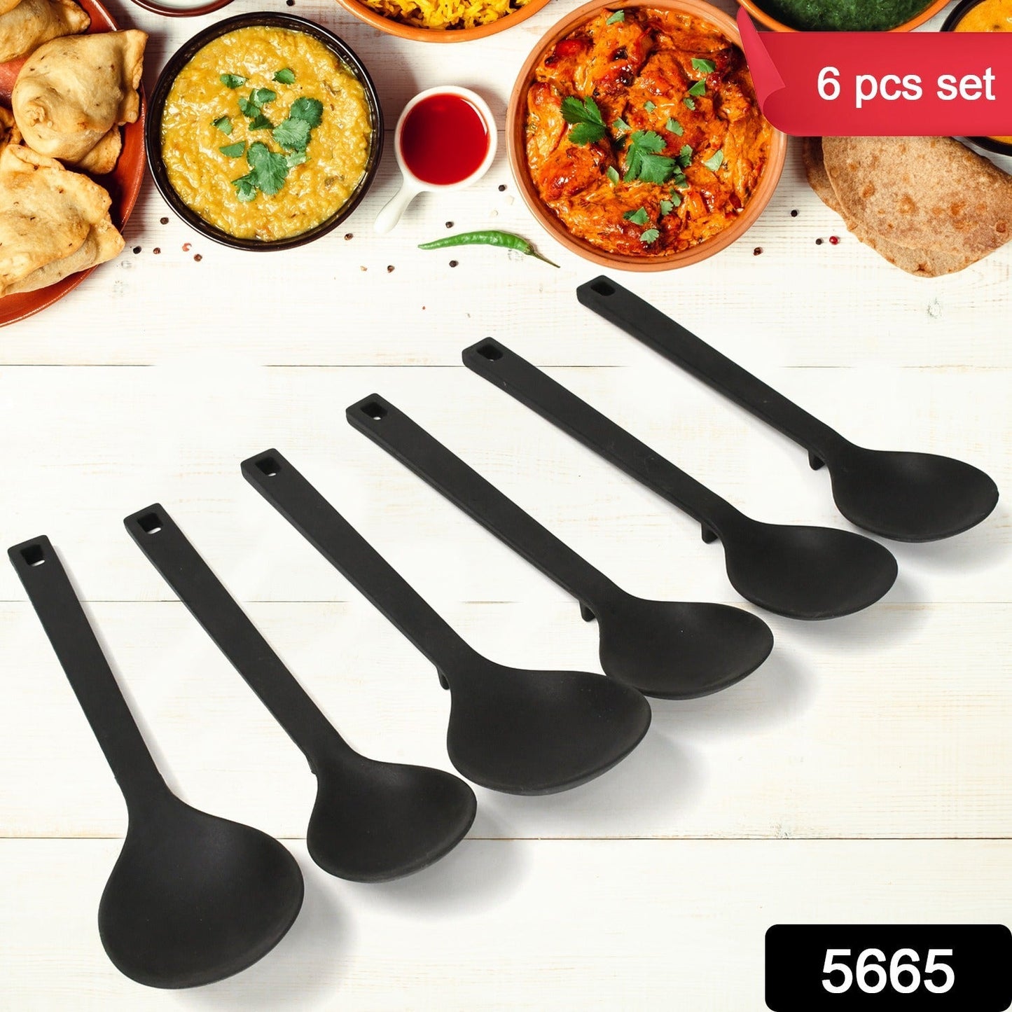 Multipurpose Silicone Spoon, Silicone Basting Spoon Non-Stick Kitchen Utensils Household Gadgets Heat-Resistant Non Stick Spoons Kitchen Cookware Items For Cooking and Baking (6 Pcs Set)