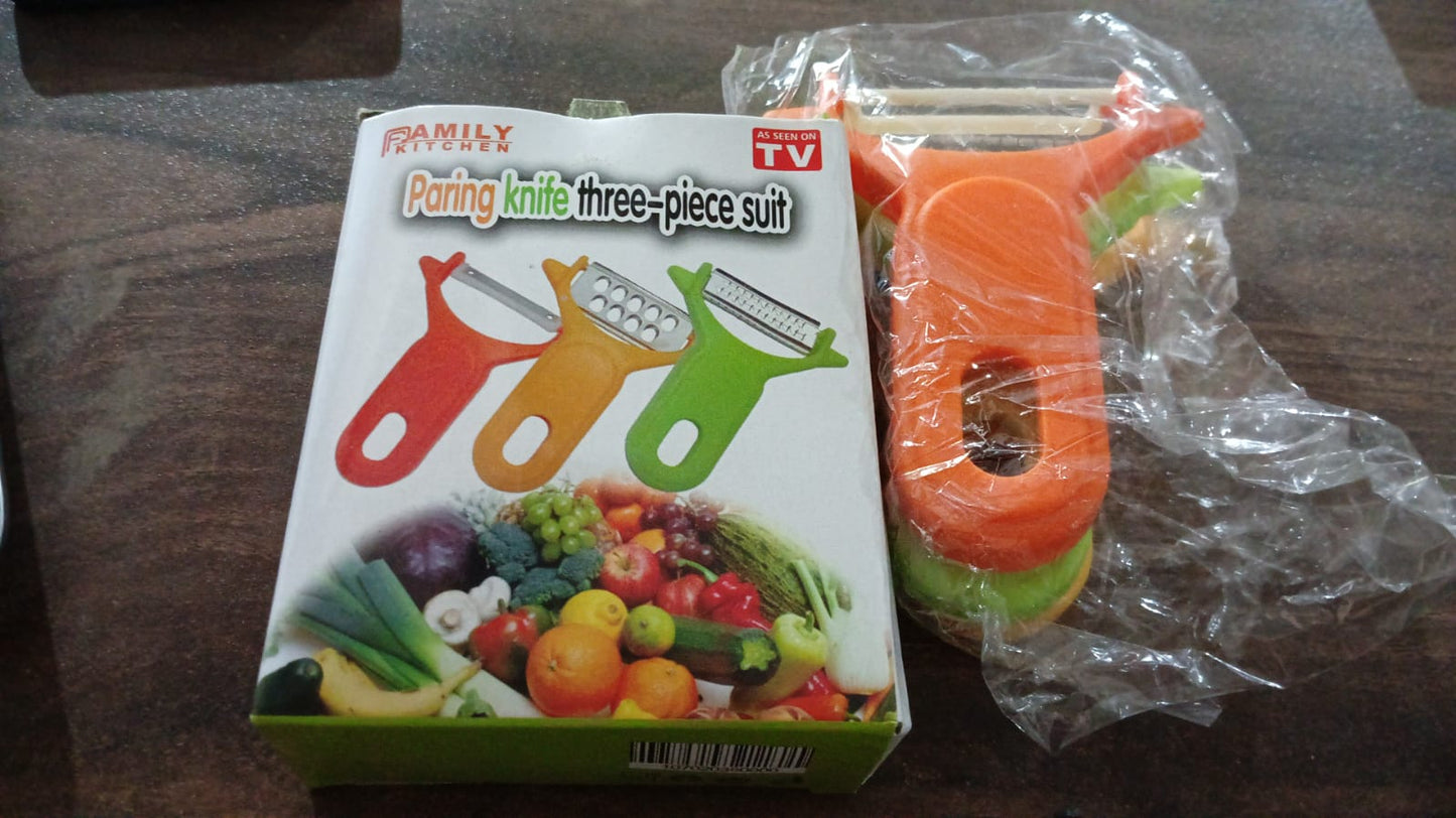 Peeler Slicers Shredders for Fruits and Vegetables, Cutter, Grater Kitchen Helper, Potato Fruits Peeler, Stainless Steel Sharp Blade with Non-Slip Handle (3 Pcs Set)