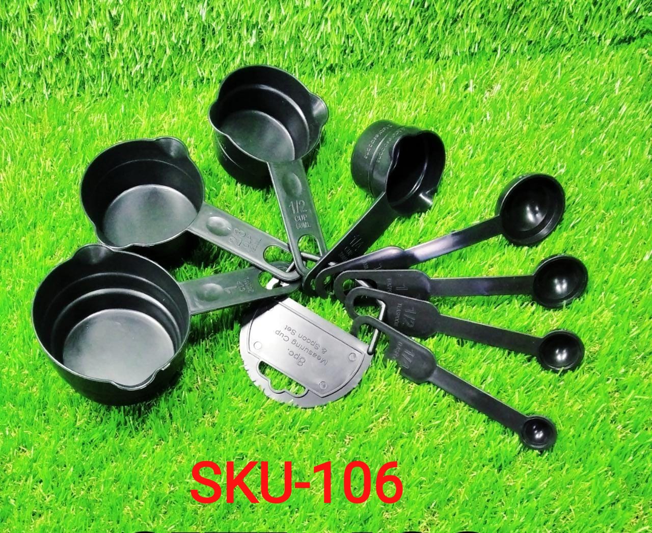 106 Plastic Measuring Cups and Spoons (8 Pcs, Black) dopstop