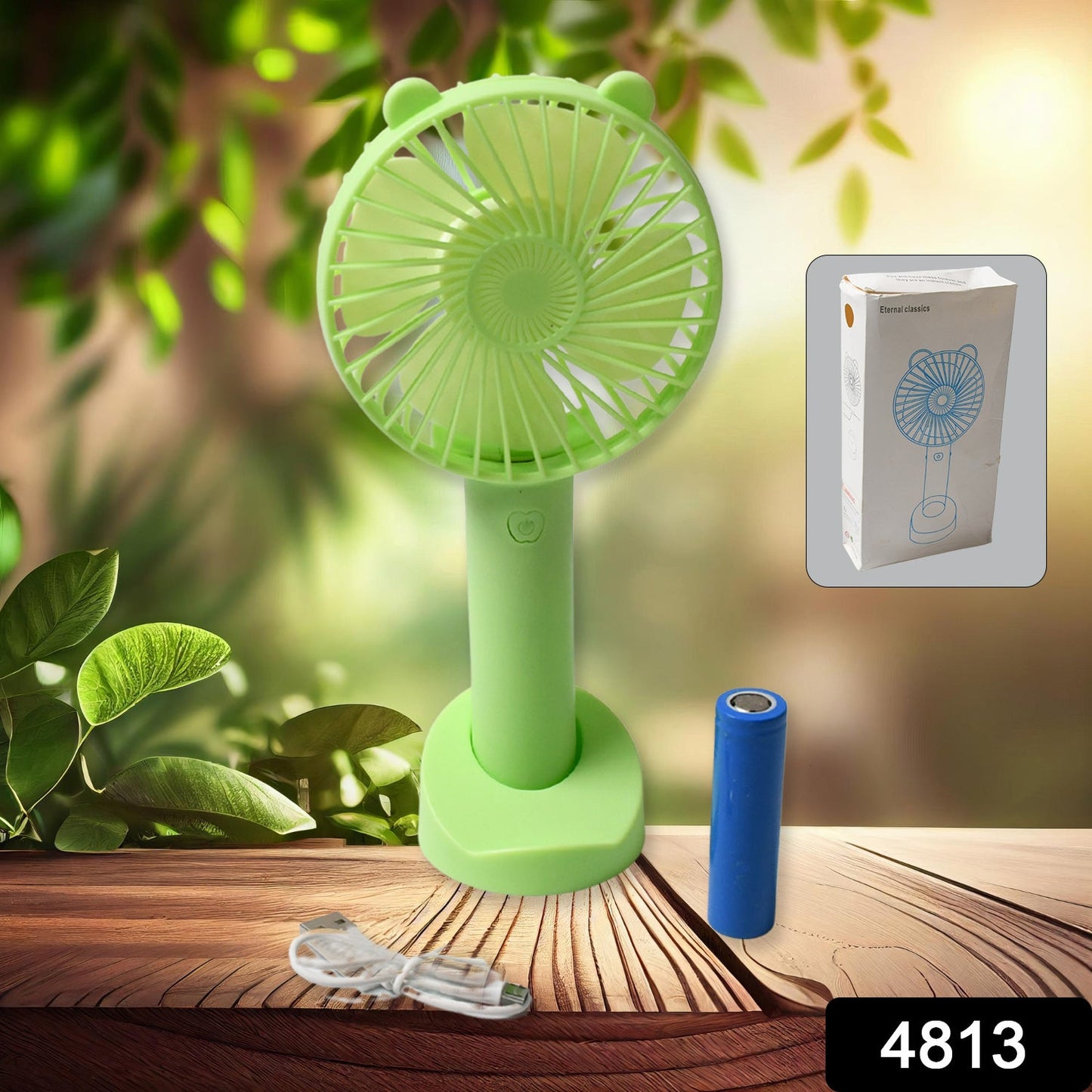 4813 PORTABLE CLASSIC HAND FAN TABLE FAN 3 STEP SPEED SETTING FAN PERSONAL DESK FAN SUITABLE FOR OFFICE , SCHOOL & HOME USE (battery not included)